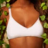 On Gossamer Pima Cotton Bralette 1 On Gossamer Pima Cotton Bralette -FOREVER YOUR LINGERIE 010404OnGossamerPimaCottonBraletteWhiteFrontLifestyle