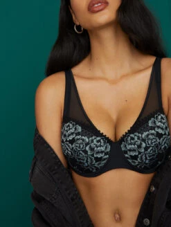 PrimaDonna Twist Rose Sauvage Balcony Bra 11 PrimaDonna Twist Rose Sauvage Balcony Bra -FOREVER YOUR LINGERIE 0242082RoseSauvagePaddedBalconyBraBlackBlueFrontLifestyle