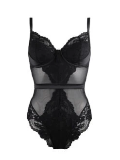 Pour Moi Satin Luxe Underwire Bodysuit 16 Pour Moi Satin Luxe Underwire Bodysuit -FOREVER YOUR LINGERIE 11805SatinLuxeandLaceUWBodysuitBlackFrontEdited