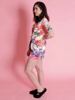 Kilo Brava The Satin PJ Set 8 Kilo Brava The Satin PJ Set -FOREVER YOUR LINGERIE 14043FloralSatinShortPjSetFloralPrintSideEdited