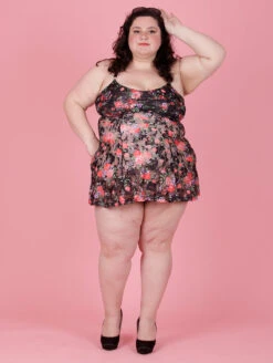 Kilo Brava The Lace Retro Chemise -FOREVER YOUR LINGERIE 16040BlackFloralRetroChemiseBlackFloralFrontEdited2