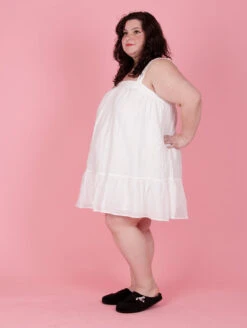 Kilo Brava The Cotton Mini Slip -FOREVER YOUR LINGERIE 16041CottonMiniSlipPureWhiteSideEdited