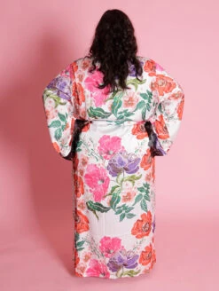 Kilo Brava The Satin Maxi Robe -FOREVER YOUR LINGERIE 17015TheSatinMaxiRobeFloralPrintBackEdit