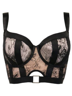 Pour Moi India Embroidery Underwire Bustier 14 Pour Moi India Embroidery Underwire Bustier -FOREVER YOUR LINGERIE 20339PourMoiIndiaUWBustierBlackCosmeticFrontEditedCutOut