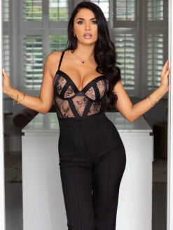 Pour Moi India Embroidery Bodysuit -FOREVER YOUR LINGERIE 20360IndiaBodysuitBlackCosmeticFrontEdited4