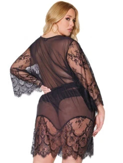 Coquette Lace Short Robe 10 Coquette Lace Short Robe -FOREVER YOUR LINGERIE 22309XLaceShortRobeBackPlus