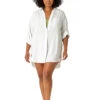 Anne Cole Boyfriend Plus Size Swim Cover Up 1 Anne Cole Boyfriend Plus Size Swim Cover Up -FOREVER YOUR LINGERIE 23MC53001AnneColeBoyfriendCoverUpPlusSizeWhiteFrontEdit