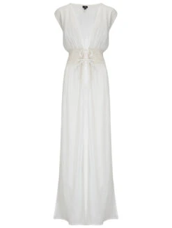 Pour Moi Crochet Maxi Wrap 10 Pour Moi Crochet Maxi Wrap -FOREVER YOUR LINGERIE 26839CrochetSleevelessMaxiDusterWhiteFrontEditedCutOut