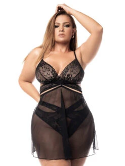 Mapale 3 In 1 Babydoll 15 Mapale 3 In 1 Babydoll -FOREVER YOUR LINGERIE 7489X2in1Babydoll2PieceSetBlackFrontEditedPlus