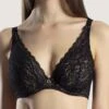 Aubade Rosessence Triangle Full Bust Plunge Bra 2 Aubade Rosessence Triangle Full Bust Plunge Bra -FOREVER YOUR LINGERIE AubadeRosessenceComfortFullCupPlungingTriangleBraHK12 02BlackFront