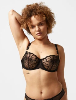 Chantelle Fleurs Demi Bra 11 Chantelle Fleurs Demi Bra -FOREVER YOUR LINGERIE ChantelleFleursDemiBraBlack12M5Front
