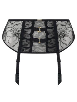 Chantelle Fleurs Garter Belt -FOREVER YOUR LINGERIE ChantelleFleursGarterBeltBlack12M7Flat