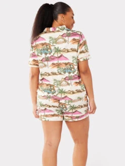 Chelsea Peers Button Up Pajama Set -FOREVER YOUR LINGERIE ChelseaPeersButtonUpPJSetVacationCW2005CCAPBackPlus