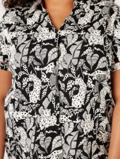 Chelsea Peers Cotton Short PJ Set 12 Chelsea Peers Cotton Short PJ Set -FOREVER YOUR LINGERIE ChelseaPeersCottonButtonUpShortPJSetCW2008RTTL01BlackAndWhiteFrontAlt