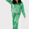 Chelsea Peers Oversized PJ Set 2 Chelsea Peers Oversized PJ Set -FOREVER YOUR LINGERIE ChelseaPeersGreenLeopardOversizedLongPJSetCW2011CLEP16Front