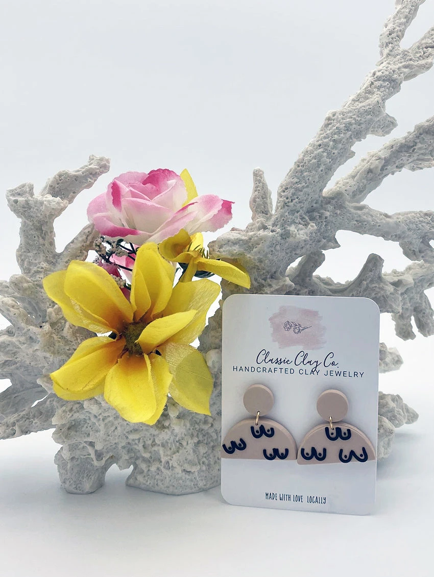 Classic Clay Half Circle Dangle Earrings 3 Classic Clay Half Circle Dangle Earrings