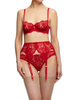 Dita Von Teese Cora Lace Balconette Bra 9 Dita Von Teese Cora Lace Balconette Bra -FOREVER YOUR LINGERIE D59020LaceBraD46020SuspendersD22020BikiniRedFront