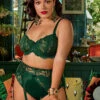 Dita Von Teese Cora Full Figure Balconette Bra 2 Dita Von Teese Cora Full Figure Balconette Bra -FOREVER YOUR LINGERIE DitaVonTeeseCoraD99020JuniperCurvyBraFrontLifestyle