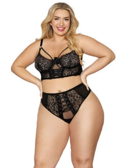 Dreamgirl Lace Up Bralette Set 8 Dreamgirl Lace Up Bralette Set -FOREVER YOUR LINGERIE DreamgirlLaceUpBraletteSetBlack12163XFrontPlus