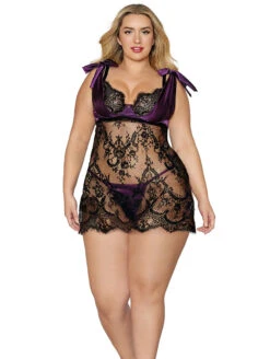 Dreamgirl Lace & Satin Chemise 8 Dreamgirl Lace & Satin Chemise -FOREVER YOUR LINGERIE DreamgirlLaceandSatinChemise12692 X FrontPlus