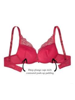 The Little Bra Company Lucia Deep Plunge Bra -FOREVER YOUR LINGERIE E004CLuciaDeepPlungeBraRedInfo