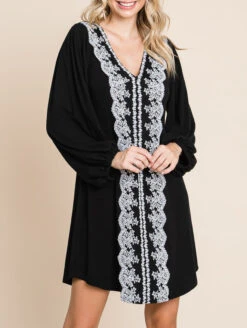 Emerald Hattie V-Neck Lace Dress 10 Emerald Hattie V-Neck Lace Dress -FOREVER YOUR LINGERIE ETK 8884HattieVNeckLaceDressBlackFrontEdit4