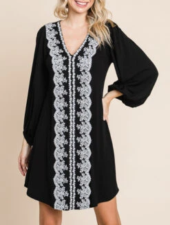 Emerald Hattie V-Neck Lace Dress 12 Emerald Hattie V-Neck Lace Dress -FOREVER YOUR LINGERIE ETK 8884HattieVNeckLaceDressBlackFrontEdit7