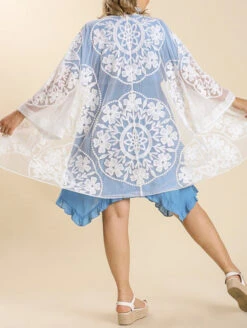 Etta Floral Lace Cover Up 15 Etta Floral Lace Cover Up -FOREVER YOUR LINGERIE EttaFloralLaceCoverUpCreamC1136BackPlus