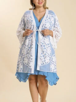 Etta Floral Lace Cover Up 13 Etta Floral Lace Cover Up -FOREVER YOUR LINGERIE EttaFloralLaceCoverUpCreamC1136FrontPlus