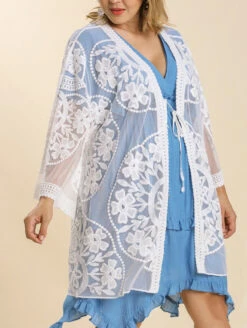 Etta Floral Lace Cover Up 14 Etta Floral Lace Cover Up -FOREVER YOUR LINGERIE EttaFloralLaceCoverUpCreamC1136SidePlus