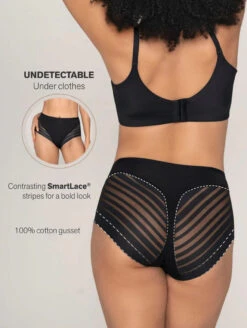 Leonisa Lace Stripe Shaper Panty -FOREVER YOUR LINGERIE LeonisaLaceStripeShaperPantyBlack012903InfoBack