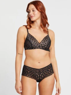 Montelle Lacy Essentials Wire Free Bra -FOREVER YOUR LINGERIE MontelleLacyEssentialsWireFreeBraBlack9303Set