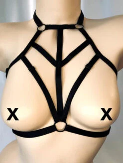 Onyx Bodywear Hedra Harness 9 Onyx Bodywear Hedra Harness -FOREVER YOUR LINGERIE OnyxBodywearHedraHarnessHEDRAFrontNipsOut