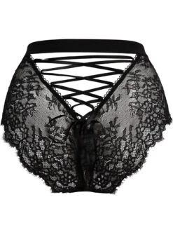 Pour Moi Dark Romance Lace-Up Brief 9 Pour Moi Dark Romance Lace-Up Brief -FOREVER YOUR LINGERIE PourMoiDarkRomanceLace UpBriefBlack21703BackFlat