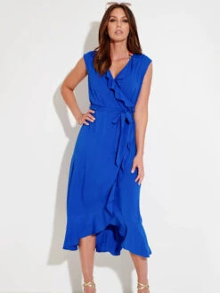 Pour Moi Wrap Beach Dress 11 Pour Moi Wrap Beach Dress -FOREVER YOUR LINGERIE PourMoiMidaxiWrapBeachDressUltramarine91053Front