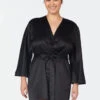 Rya Collection Heavenly Short Robe 2 Rya Collection Heavenly Short Robe -FOREVER YOUR LINGERIE RyaCollectionHeavenlyShortRobeBlack250Front