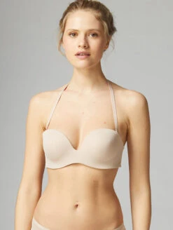 Simone Perele Essential Strapless Bra 10 Simone Perele Essential Strapless Bra -FOREVER YOUR LINGERIE SimonePereleEssentialStraplessBraPeauRose13V303FrontwithStrapsHalter