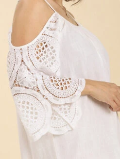 Sophie Cold Shoulder Dress 9 Sophie Cold Shoulder Dress -FOREVER YOUR LINGERIE SophieColdShoulderDressOffWhiteWC3468Detail