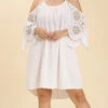 Sophie Cold Shoulder Dress 1 Sophie Cold Shoulder Dress -FOREVER YOUR LINGERIE SophieColdShoulderDressOffWhiteWC3468Front