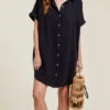 Tribal Dolman Short Sleeve Dress 2 Tribal Dolman Short Sleeve Dress -FOREVER YOUR LINGERIE TribalShirtDressBlack1373O 4555Front