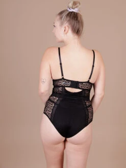 Saki Silver Teddy 7 Saki Silver Teddy -FOREVER YOUR LINGERIE WS1601MoldedTeddyBlackLeopardBackEdit