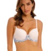 Wacoal Embrace Lace Moulded Bra -FOREVER YOUR LINGERIE WacoalEmbraceLaceMouldedBraPastelParchmentBlue853191Front