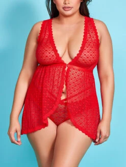 ICollection After Your Heart Babydoll 7 ICollection After Your Heart Babydoll -FOREVER YOUR LINGERIE iCollectionAfterYourHeartBabydollPlus33031XRedFront